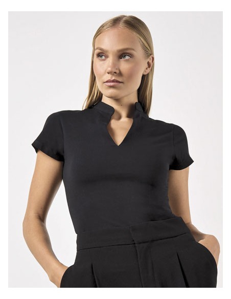 KUS-KK770-Women`s Regular Fit Mandarin Collar Top 2